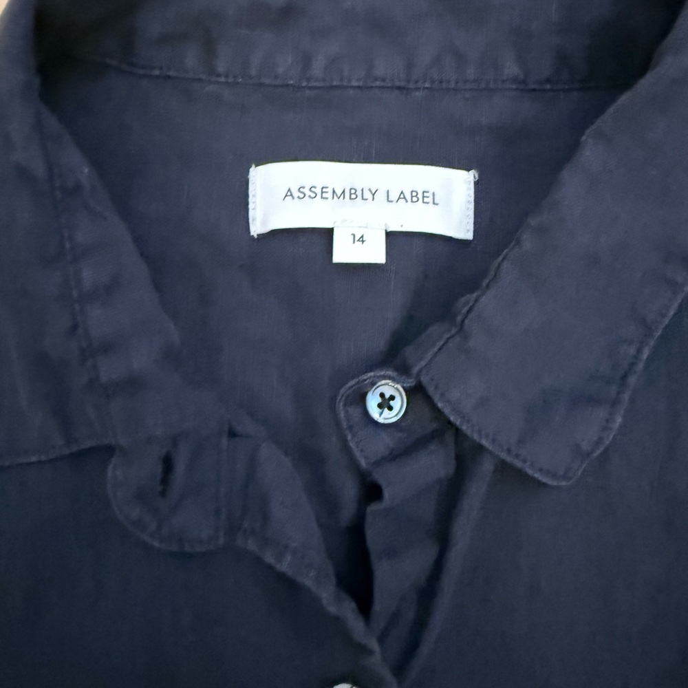 Assembly label women’s linen‎ navy button down size 14 Lagenlook resort wear - Picture 3 of 9